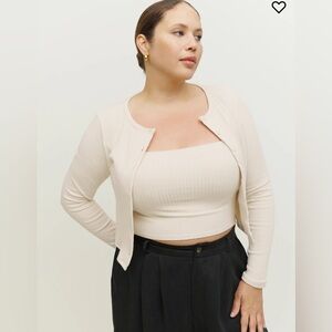 Reformation Cream Cardigan Set